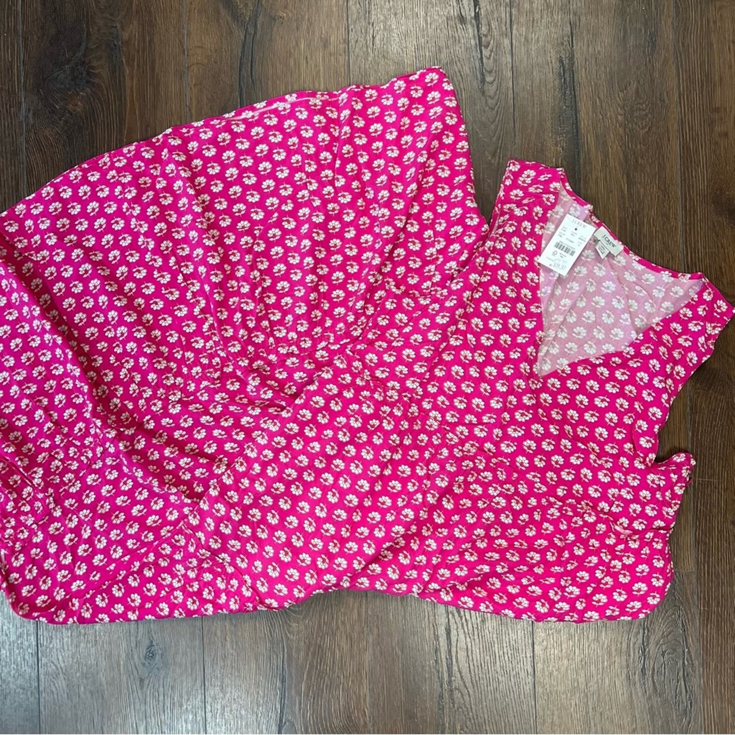 🆕 J Crew Fuchsia Blossom V-Neck Midi Dress SZ 10