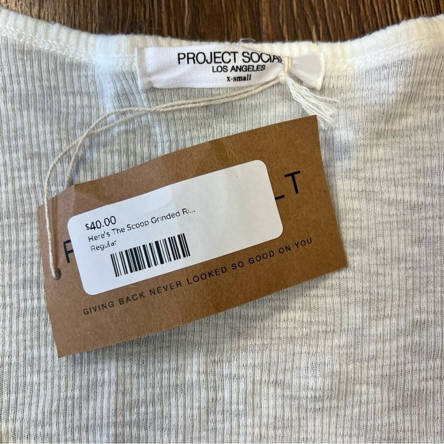 Project social T Here's the Scoop Rib Tee White SZ XS‎