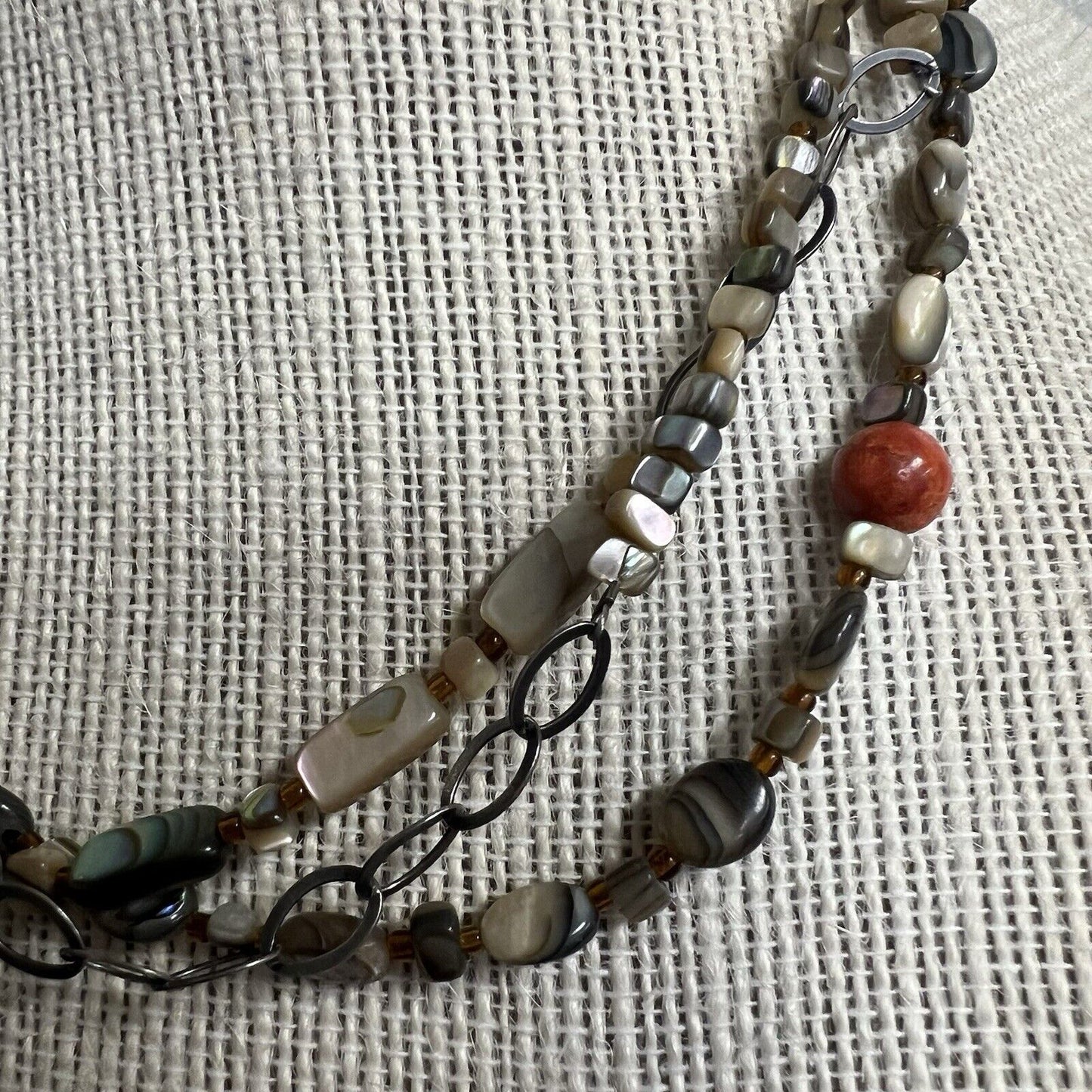 Silpada Sterling Silver Sponge Coral & Abalone Shell Fiesta Fun Necklace N1563
