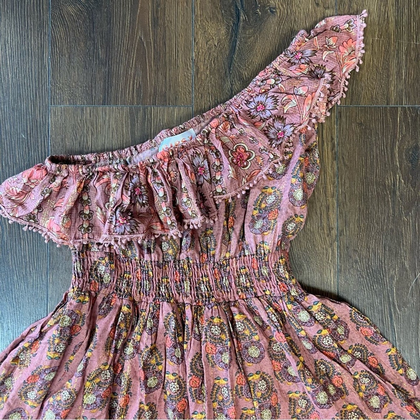 Gypsy Queen Paisley One Shoulder Mini Dress SZ M/L