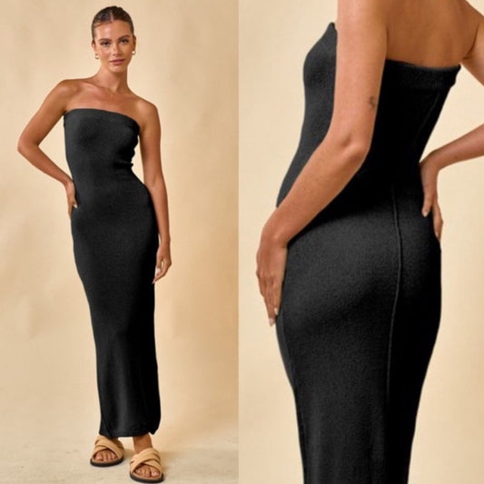 🆕 Blue Blush black sweater tube maxi dress SZ MED