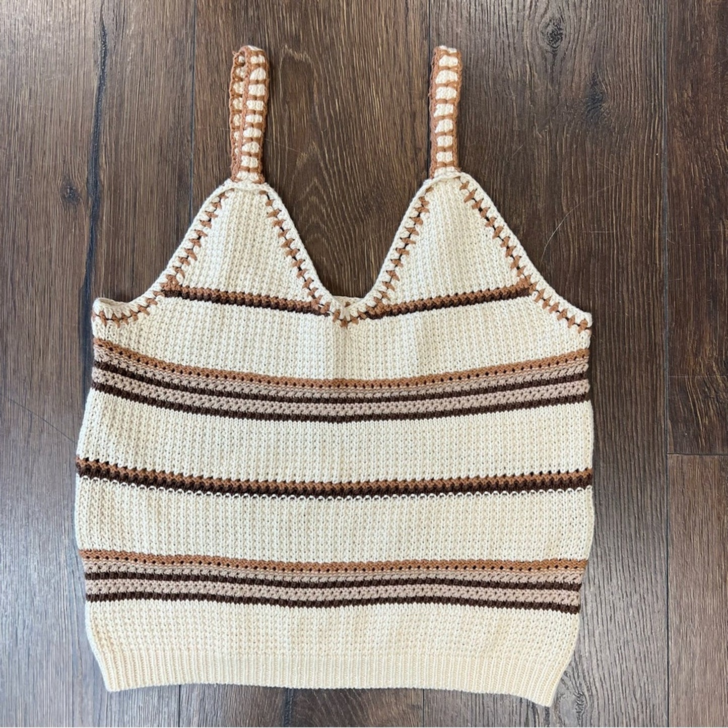 Be Cool Los Angeles brown striped croquet sweater tank SZ M/L