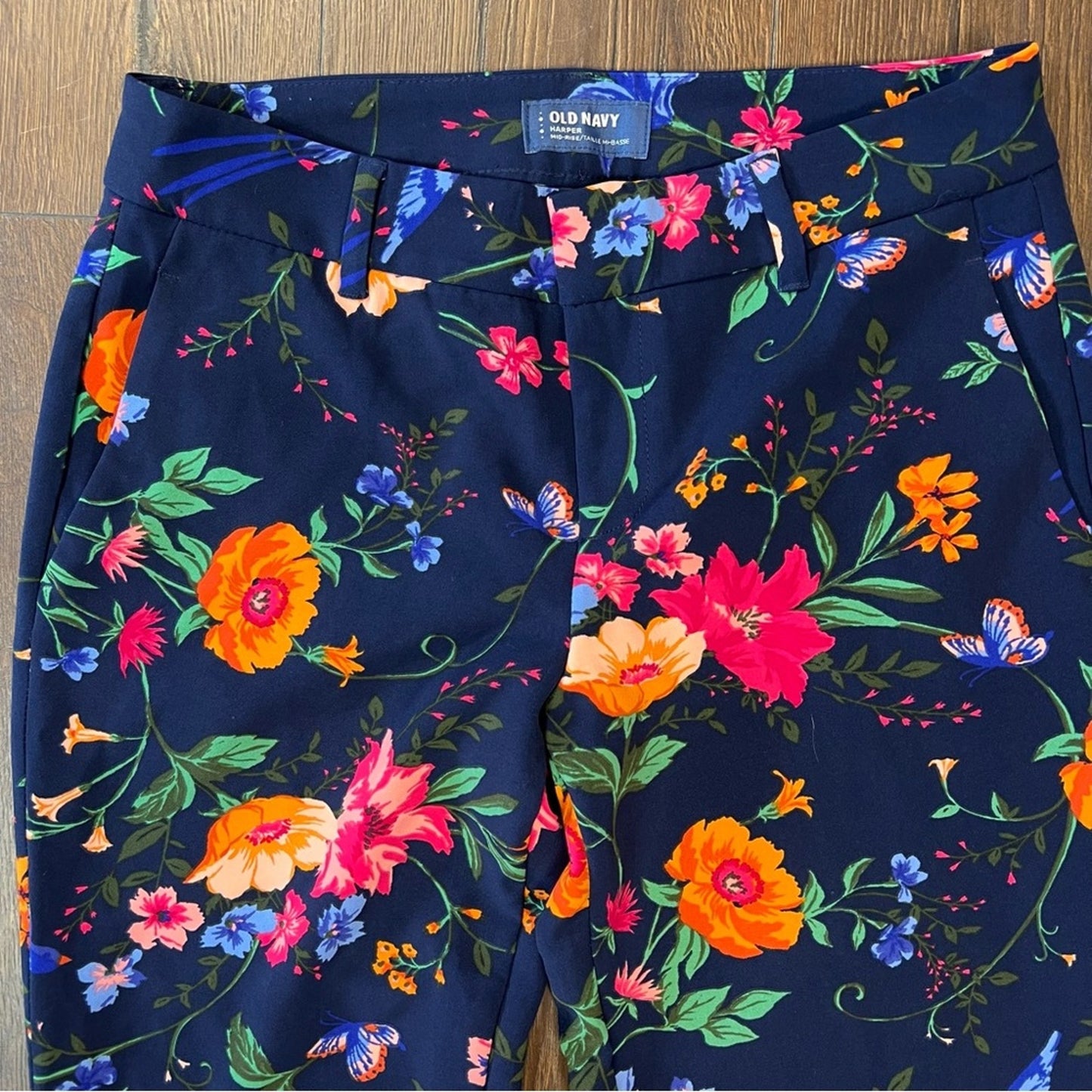 Old Navy, blue floral Harper pants SZ 4