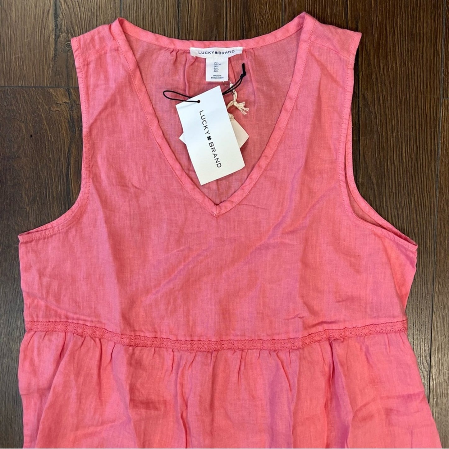 🆕 lucky brand, linen tiered, baby doll dress SZ LG