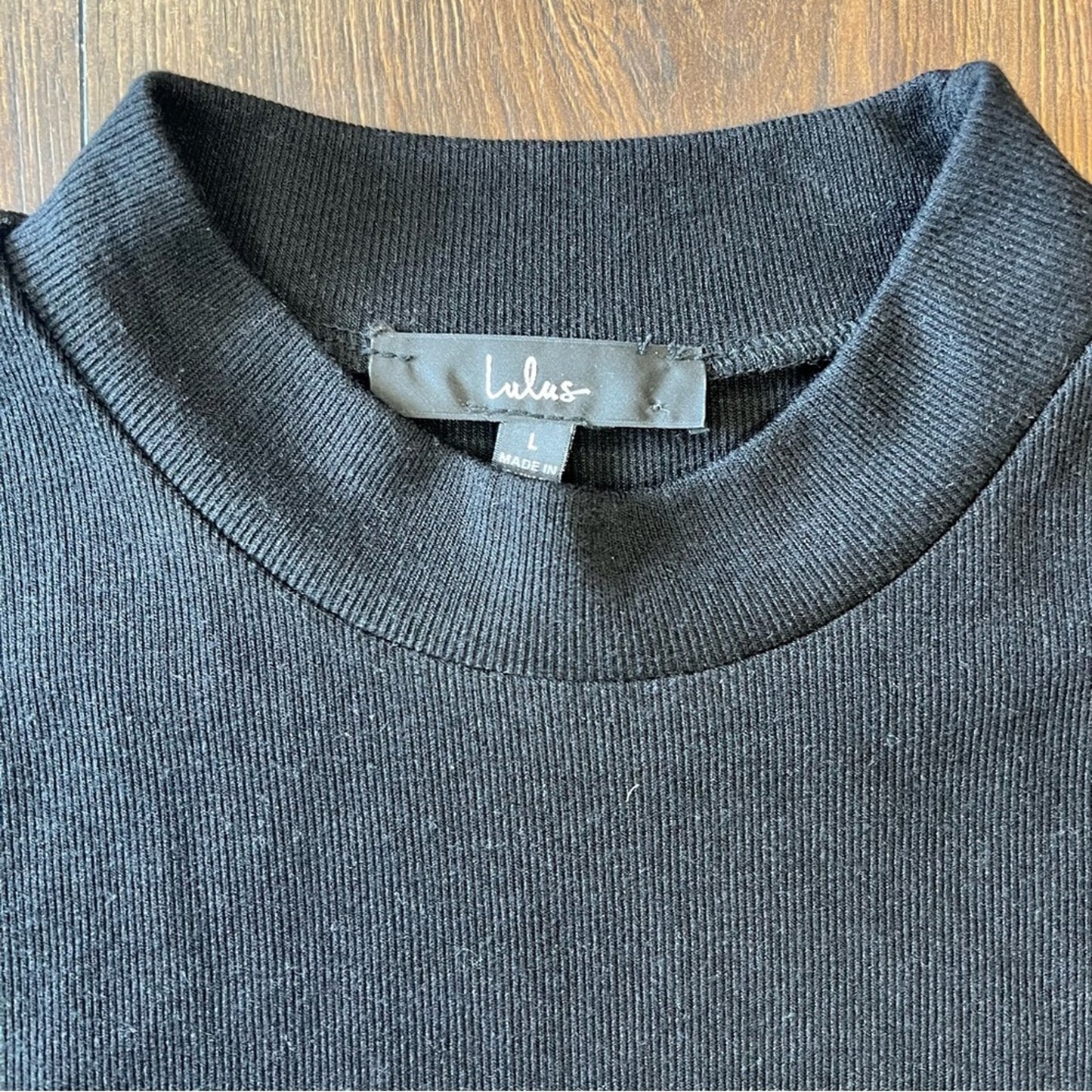 Lulu’s Try To Keep Up Black Mesh Balloon Sleeve Mock Neck Top SZ LG