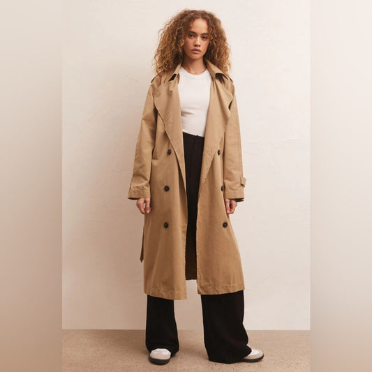 New Z Supply Davis Women's Tan Trench Coat SZ SM