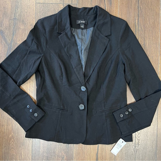 NEW A. Byer black button front blazer SZ LG