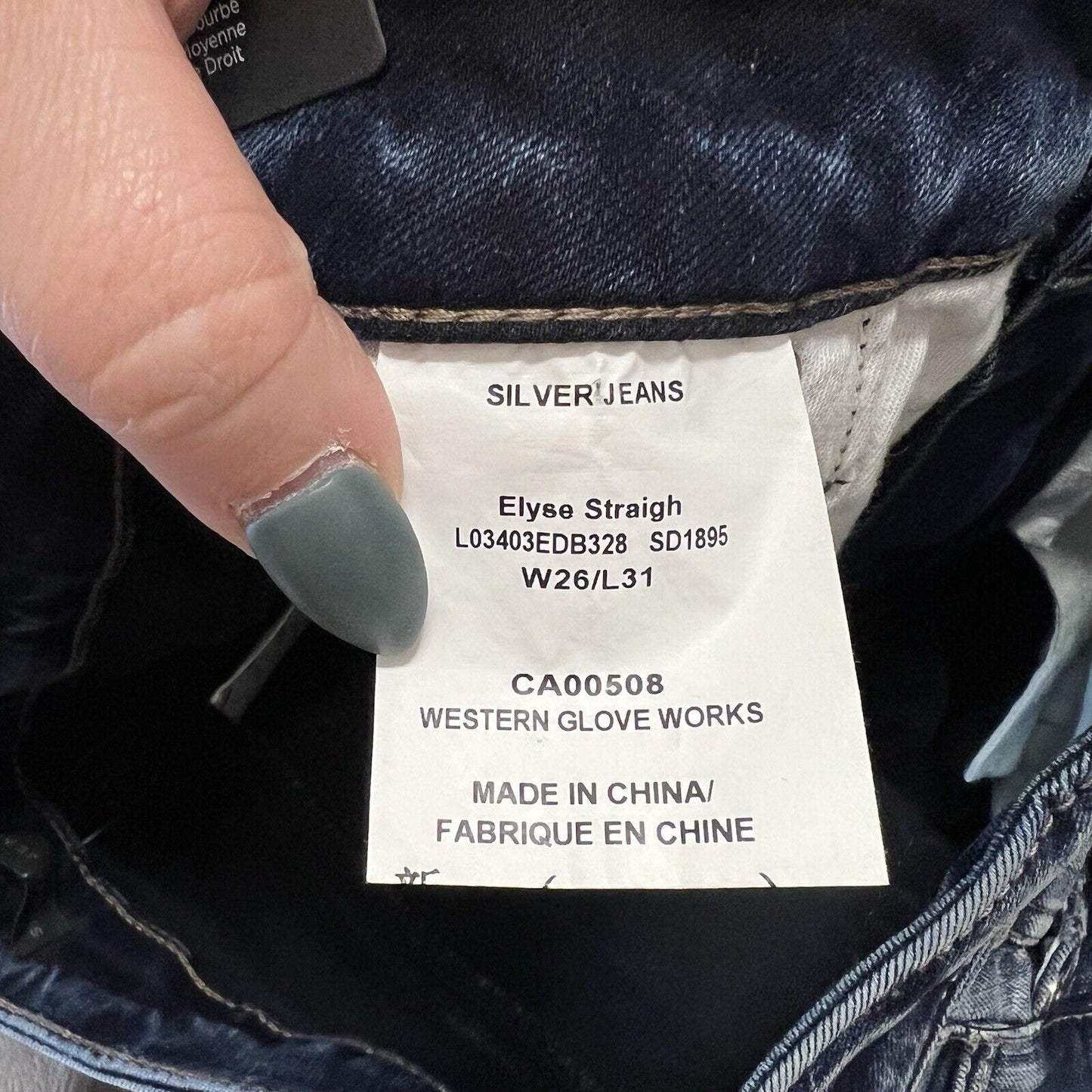 Silver Jeans Elyse Curvy Fit Mid Rise Straight Leg Jeans SZ 26/2