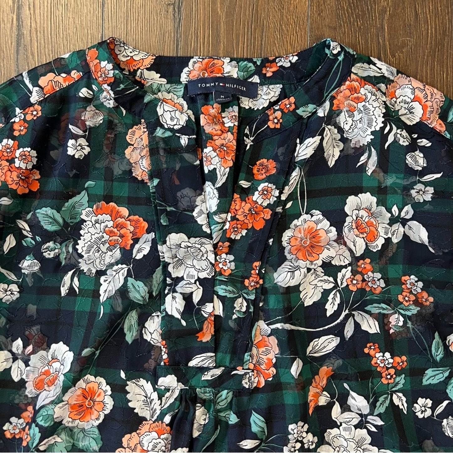 Tommy Hilfiger Floral Peasant Top SZ MED