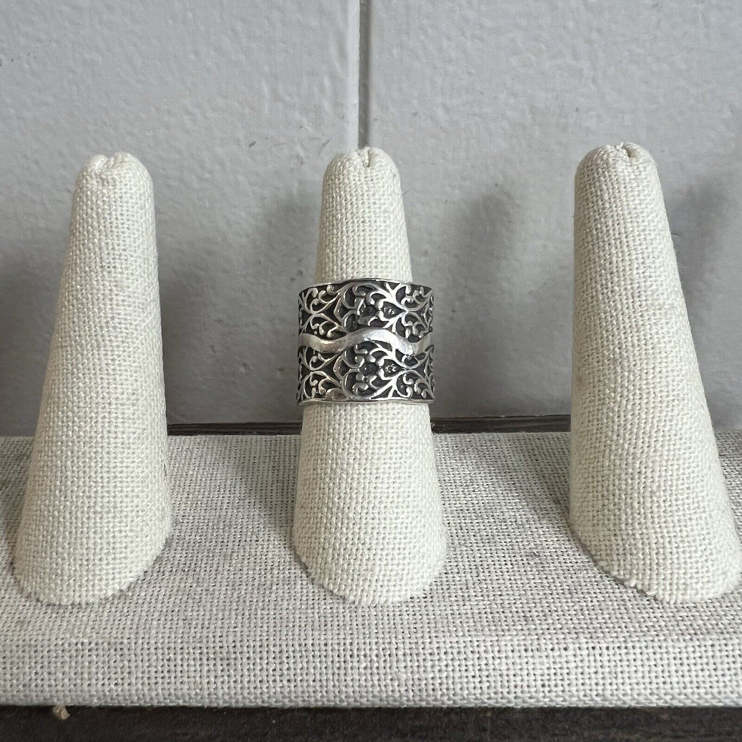 Silpada 925 Sterling Silver Filigree Vine WIDE Cuff Ring SZ 7.5