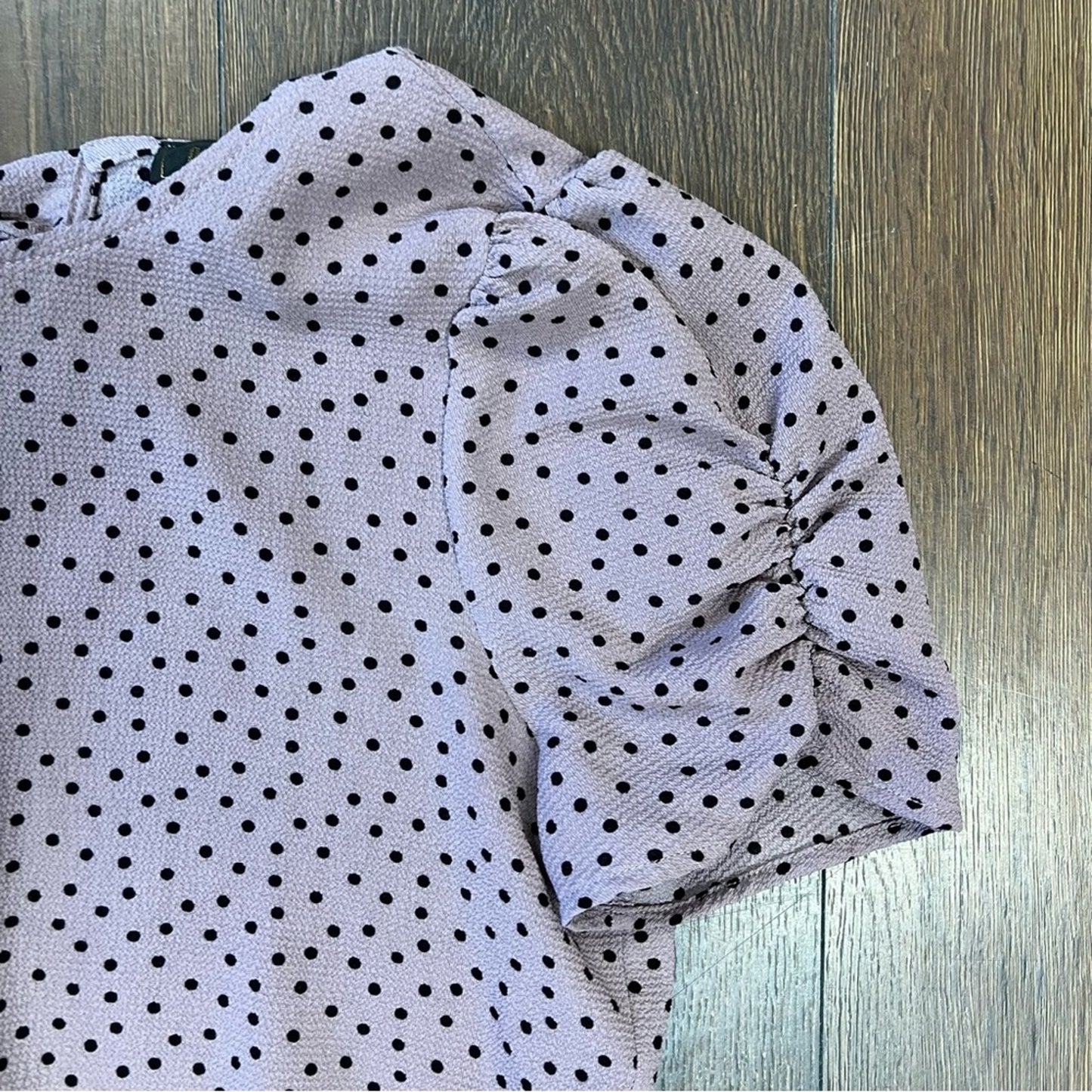 OLM Plum polkadot back tie blouse SZ MED