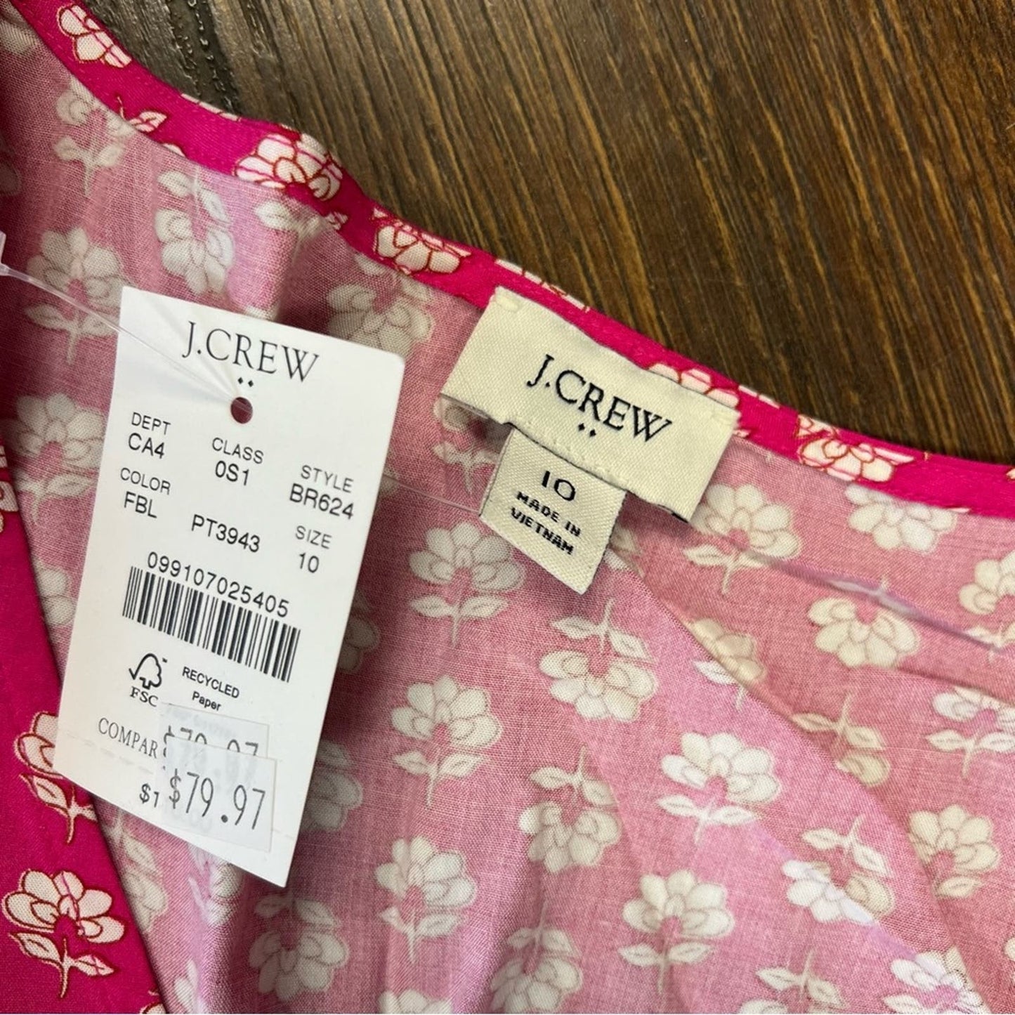 🆕 J Crew Fuchsia Blossom V-Neck Midi Dress SZ 10