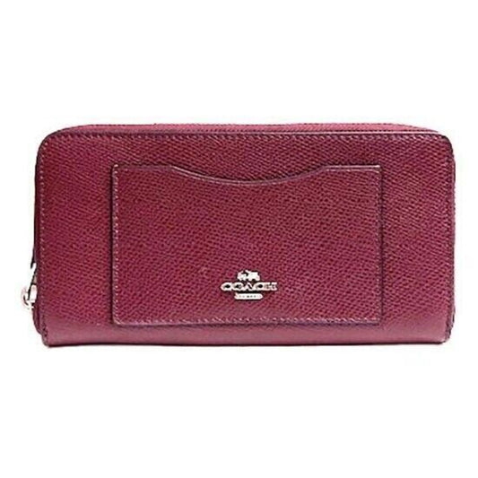 Coach Accordion Zip Wallet Crossgrain Leather 58411 Burgundy