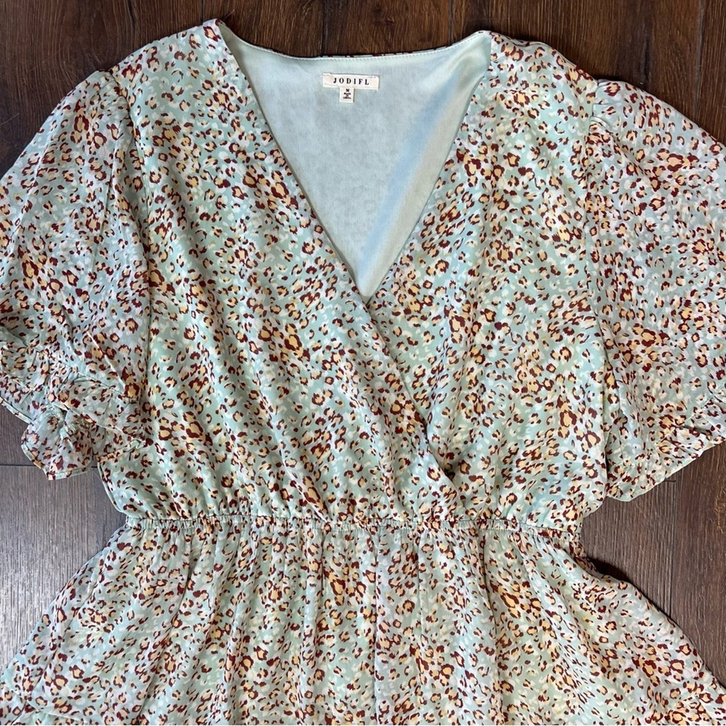 JODIFL Teal and rust animal print dress SZ MED
