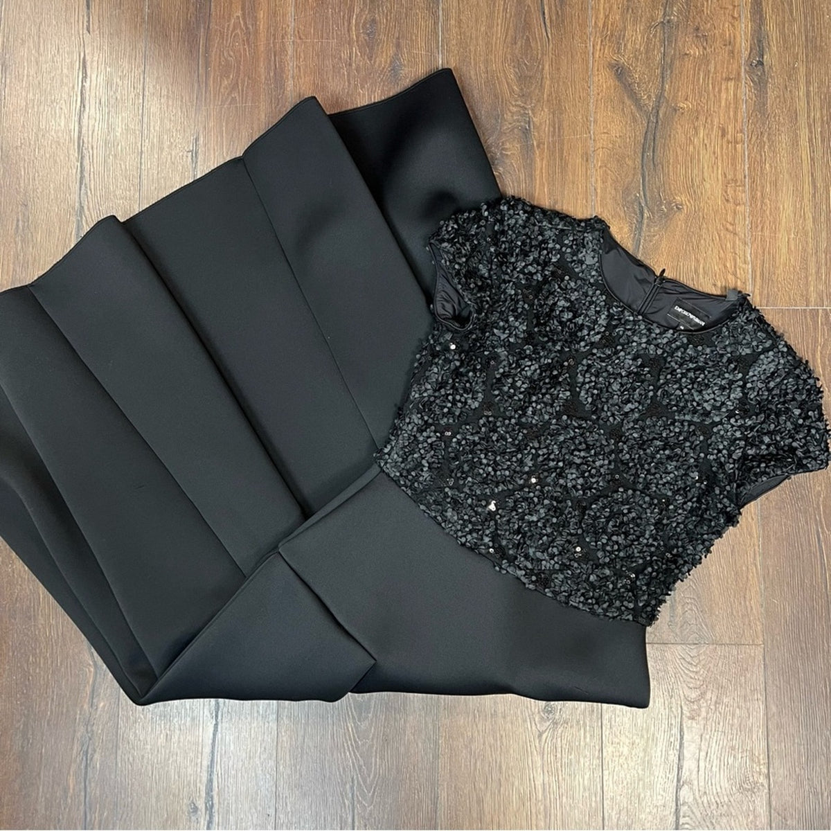 EMPORIO ARMANI Embellished bodice cocktail midi dress SZ 46‎