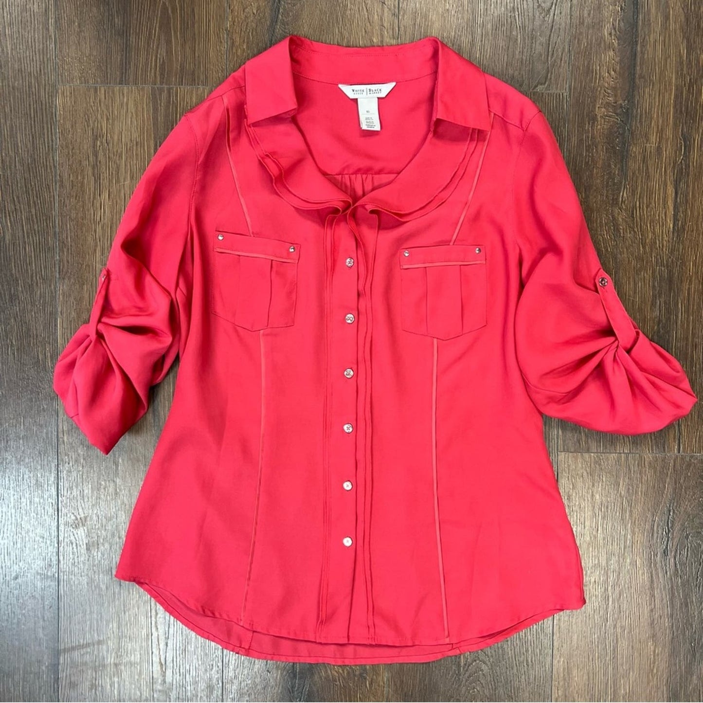 White House black market, coral button, front collared blouse SZ 10