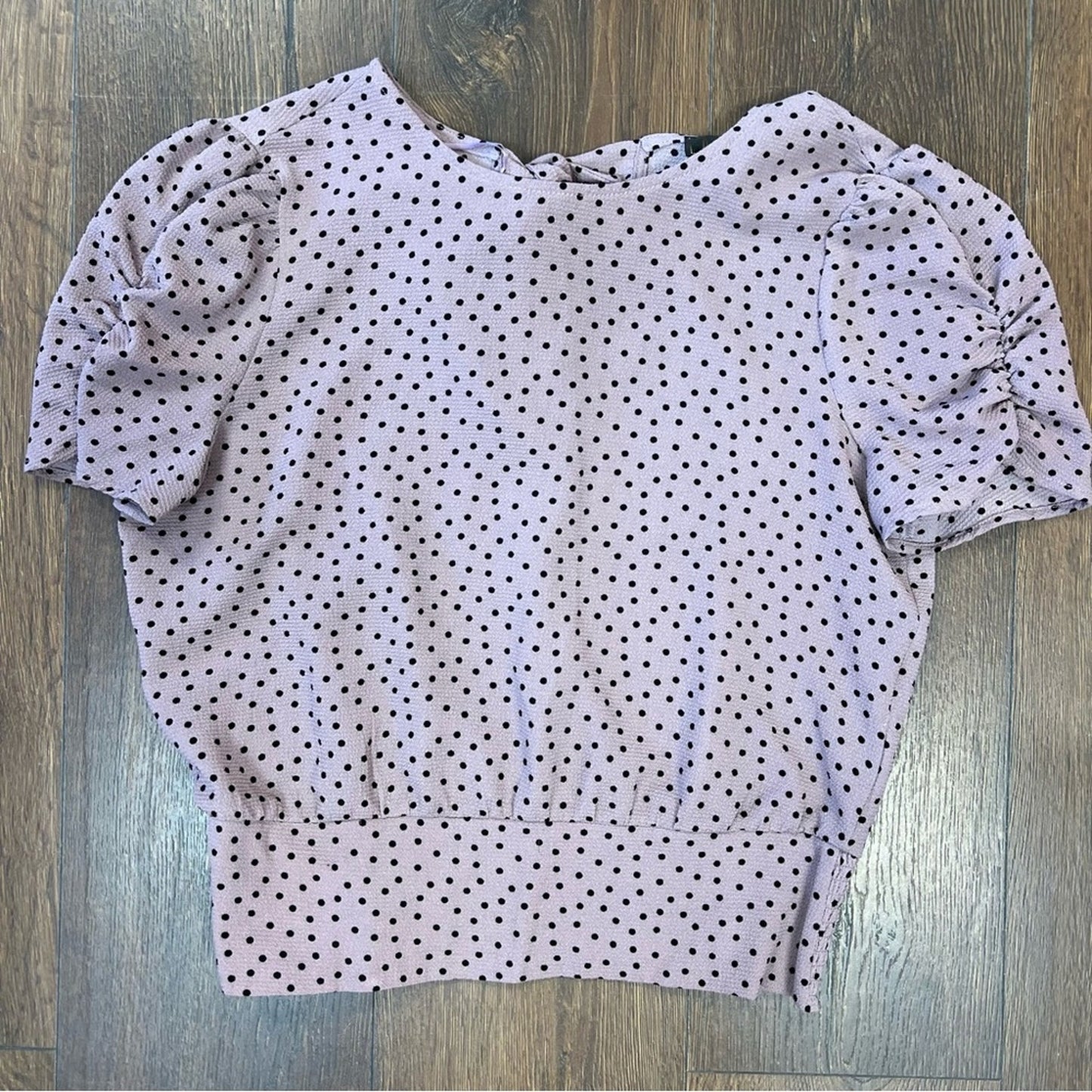 OLM Plum polkadot back tie blouse SZ MED