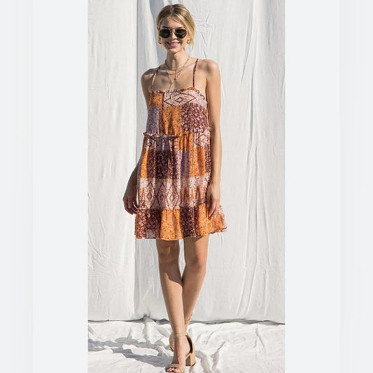 ILLA ILLA patchwork mini dress SZ LG