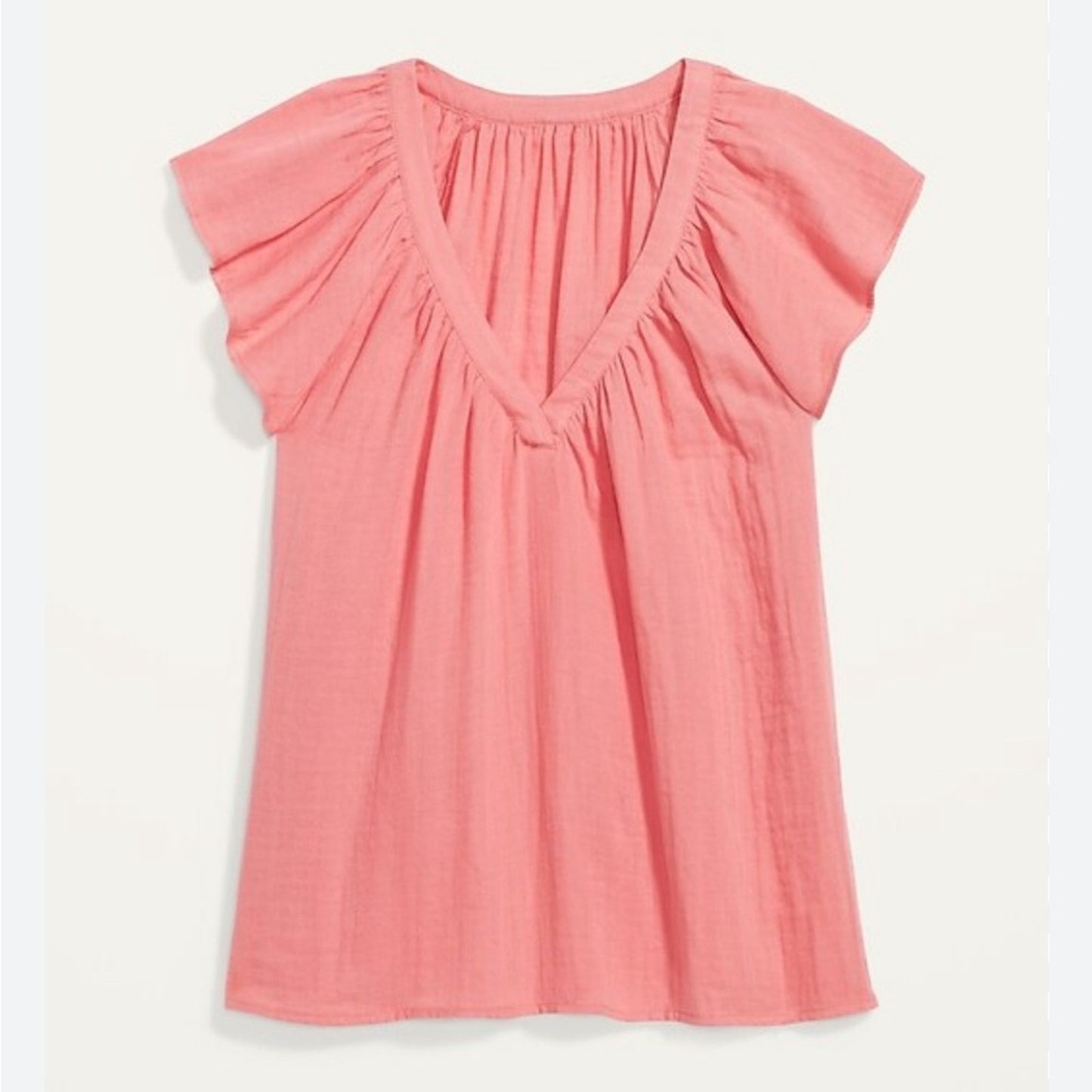 🆕 Old Navy Flutter-Sleeve V-Neck Swing Blouse SZ MED