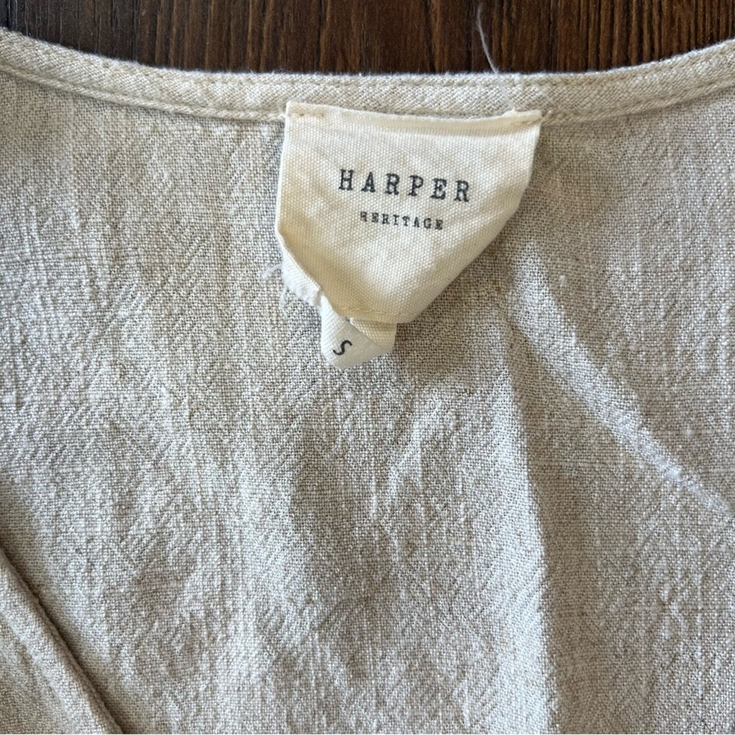 Harper linen blend button front blouse SZ SM