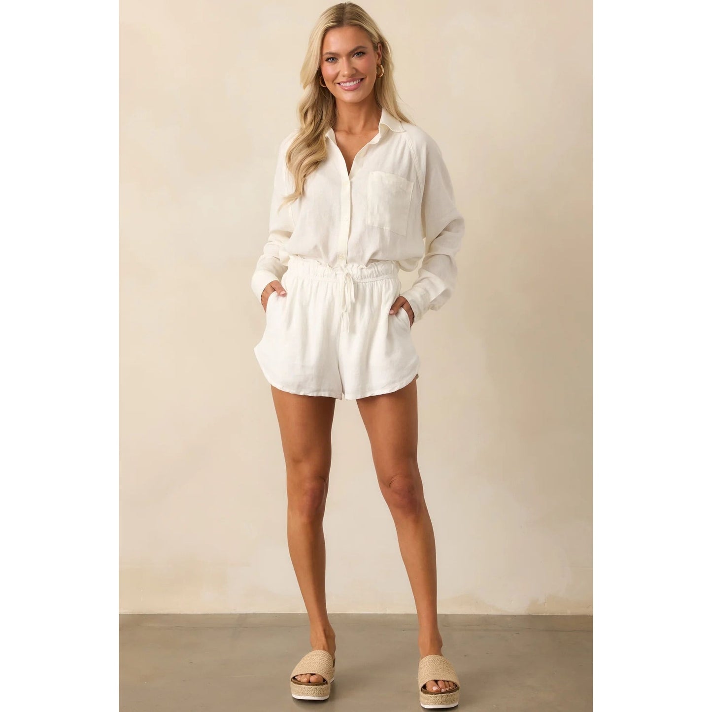 NEW Z Supply The Perfect Linen Shorts in White NWT SZ MED