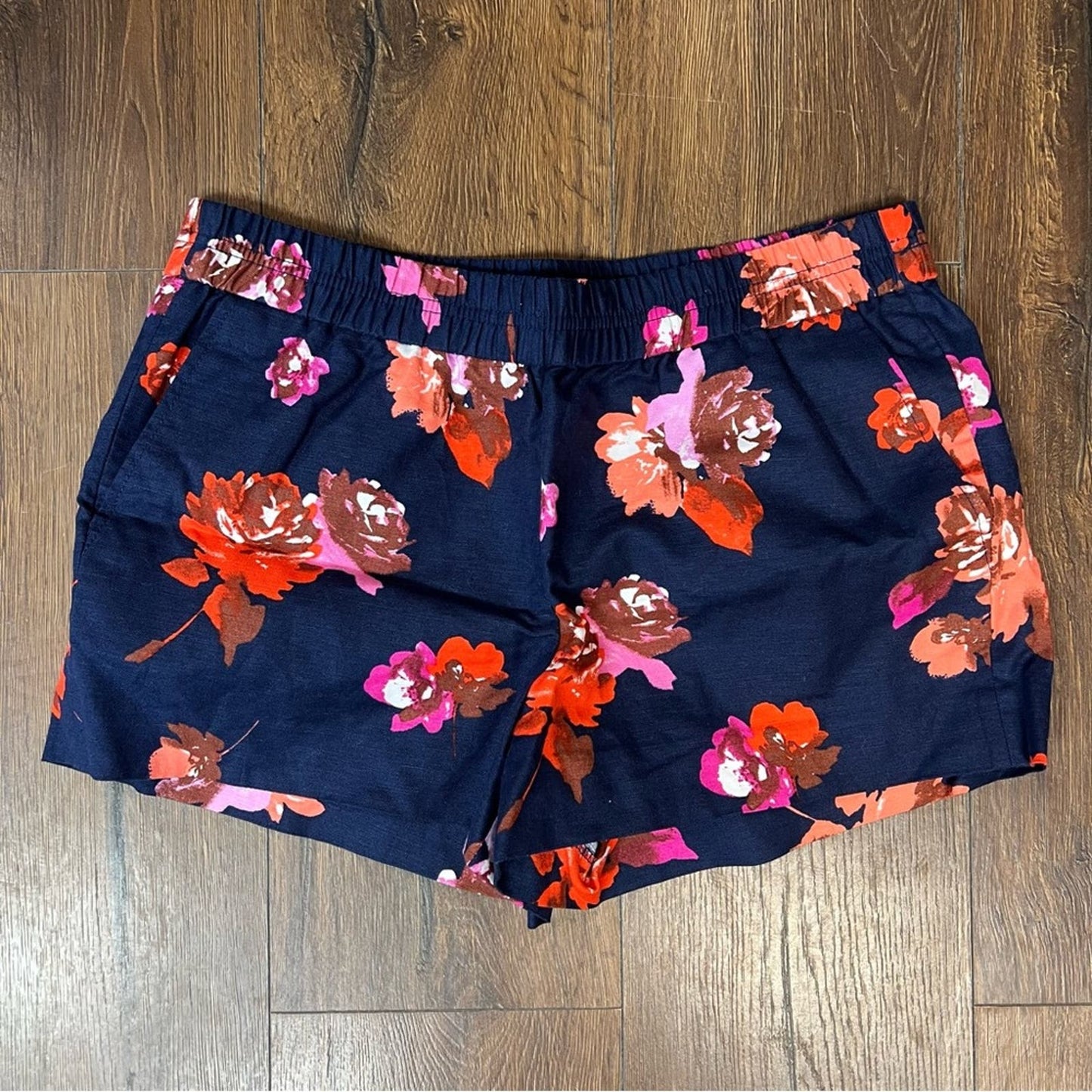 J.Crew factory navy floral linen blend shorts SZ 12