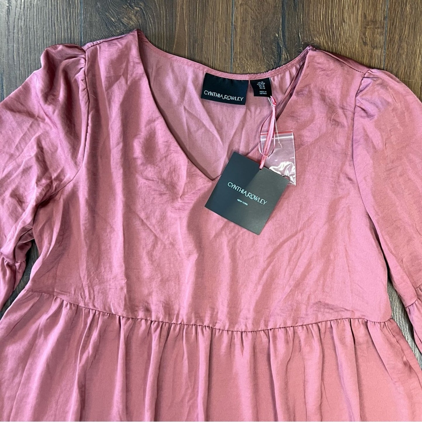 🆕 Cynthia Rowley pink babydoll tiered dress SZ MED