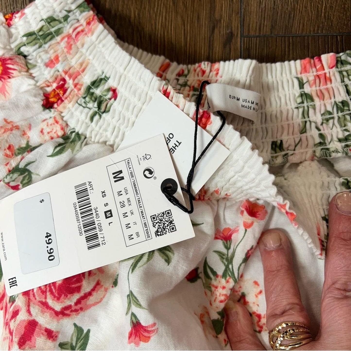 🆕 ZARA linen blend floral blouse SZ MED