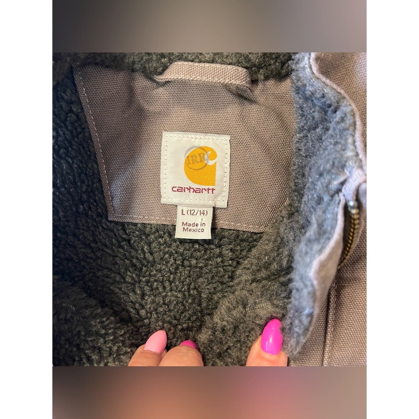 Carhartt Relaxed Fit Washed Duck Sherpa Lined Vest Taupe Grey SZ LG
