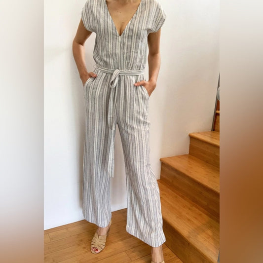 KORI America, pink and blue pinstriped pants suit SZ SM