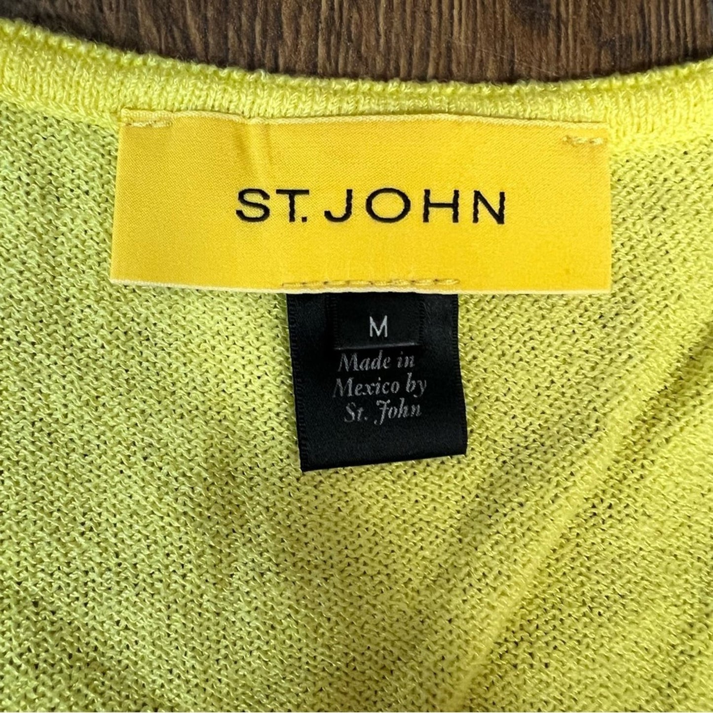 St John Yellow Wool Blend Fringe Sleeves Sweater SZ MED