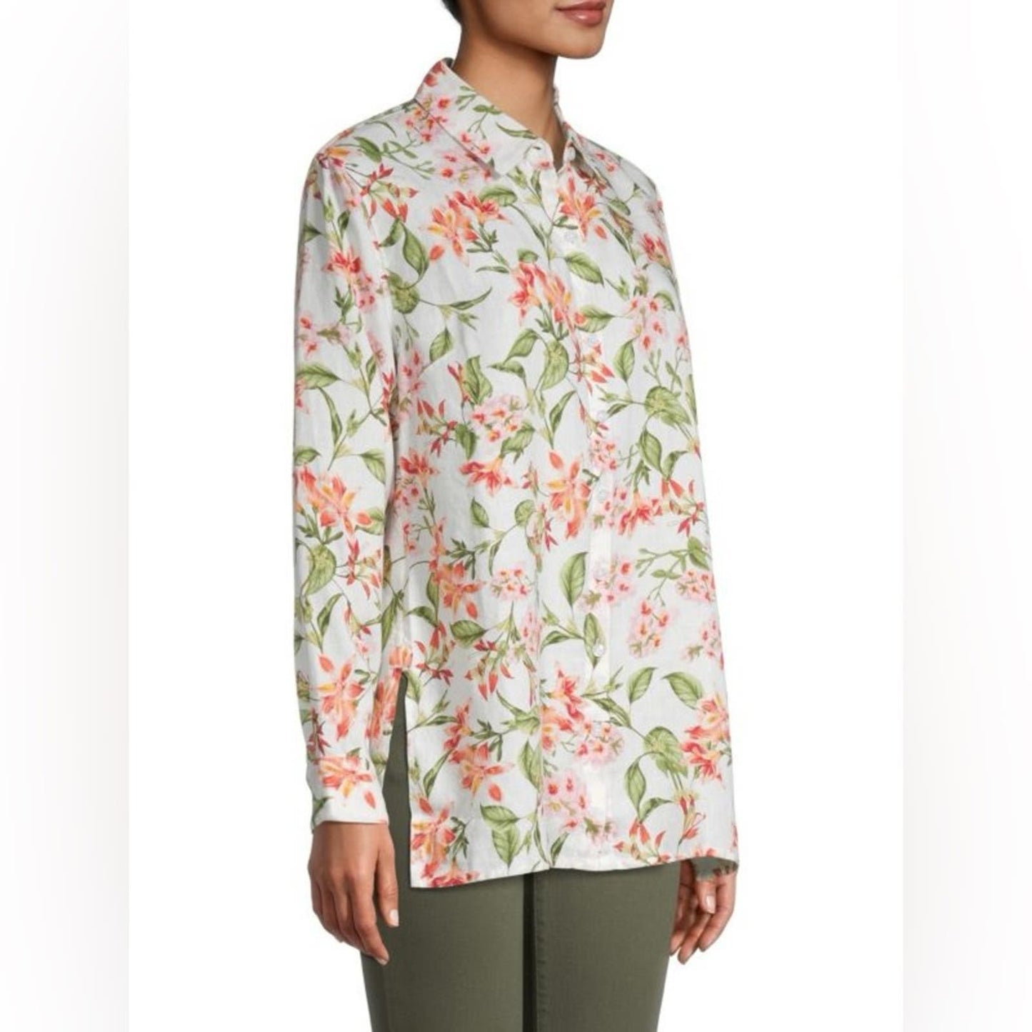 TOMMY BAHAMA Petal Of Honor Floral Linen Shirt SZ MED