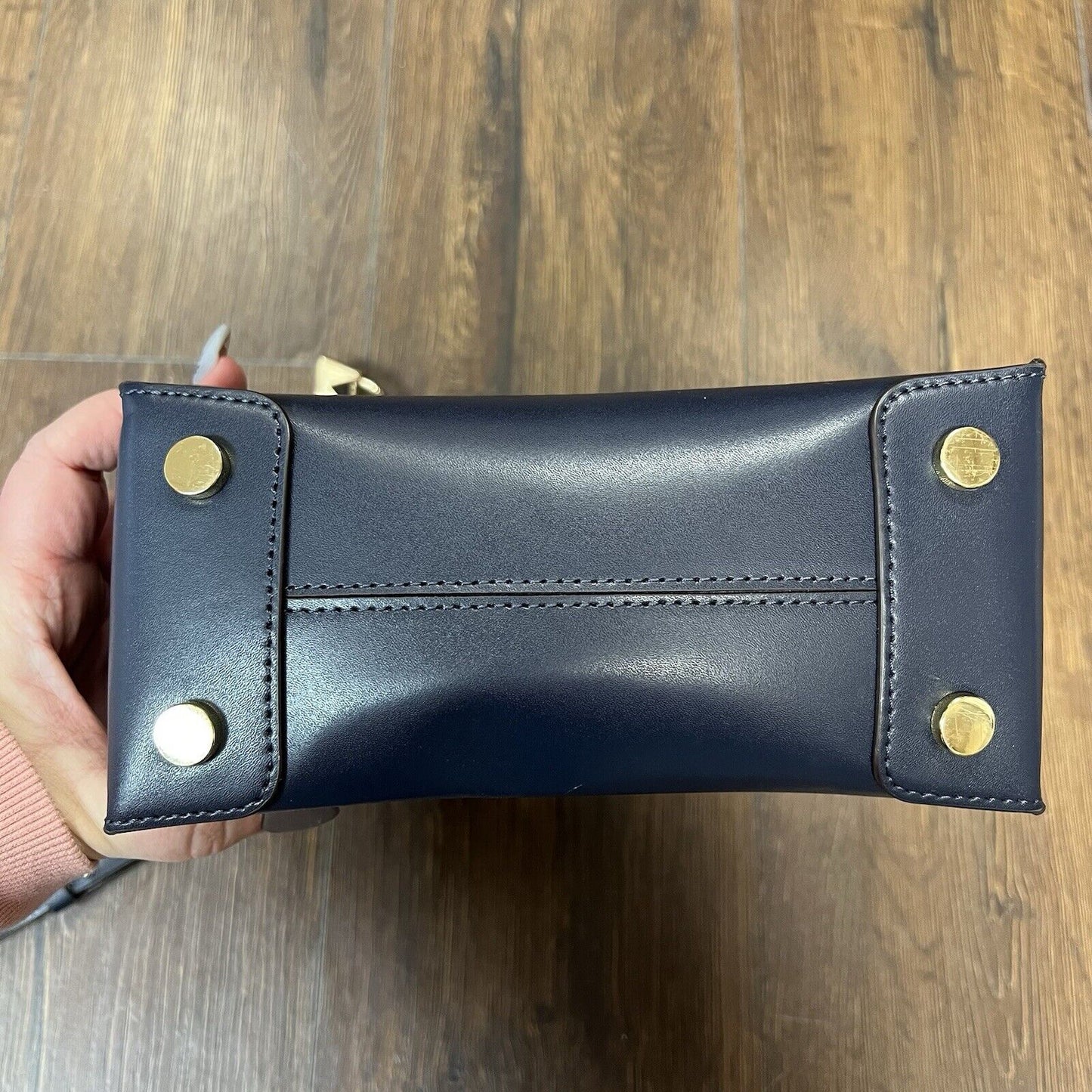 Michael Kors Mercer Perforated Leather Crossbody Bag-Navy