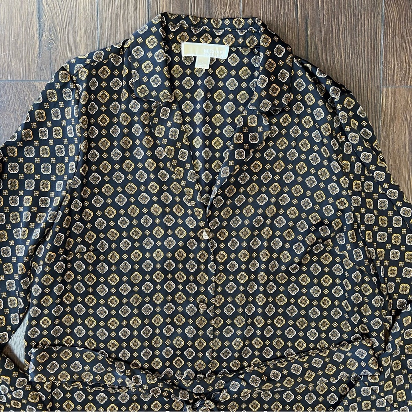 Michael Kors button front waist tie dress SZ LG