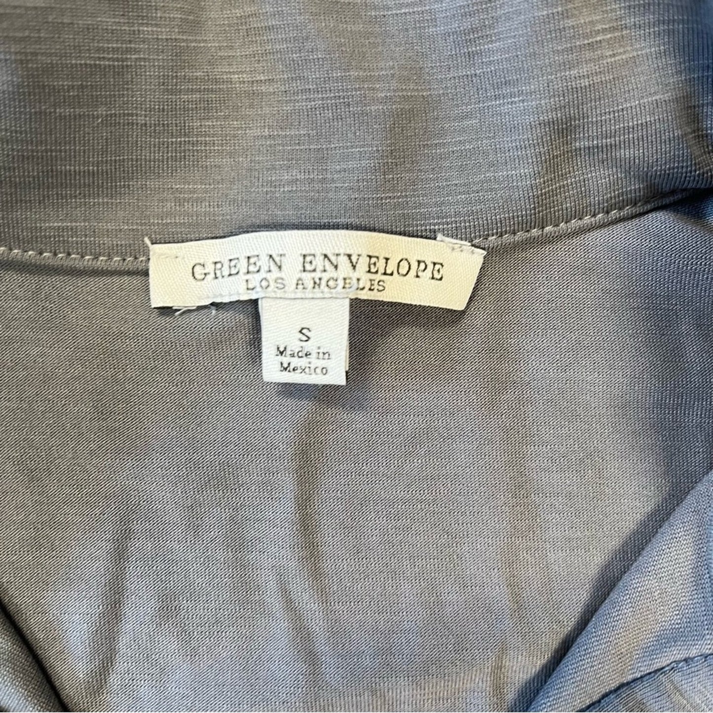 Green envelope gray button up shirt SZ SM
