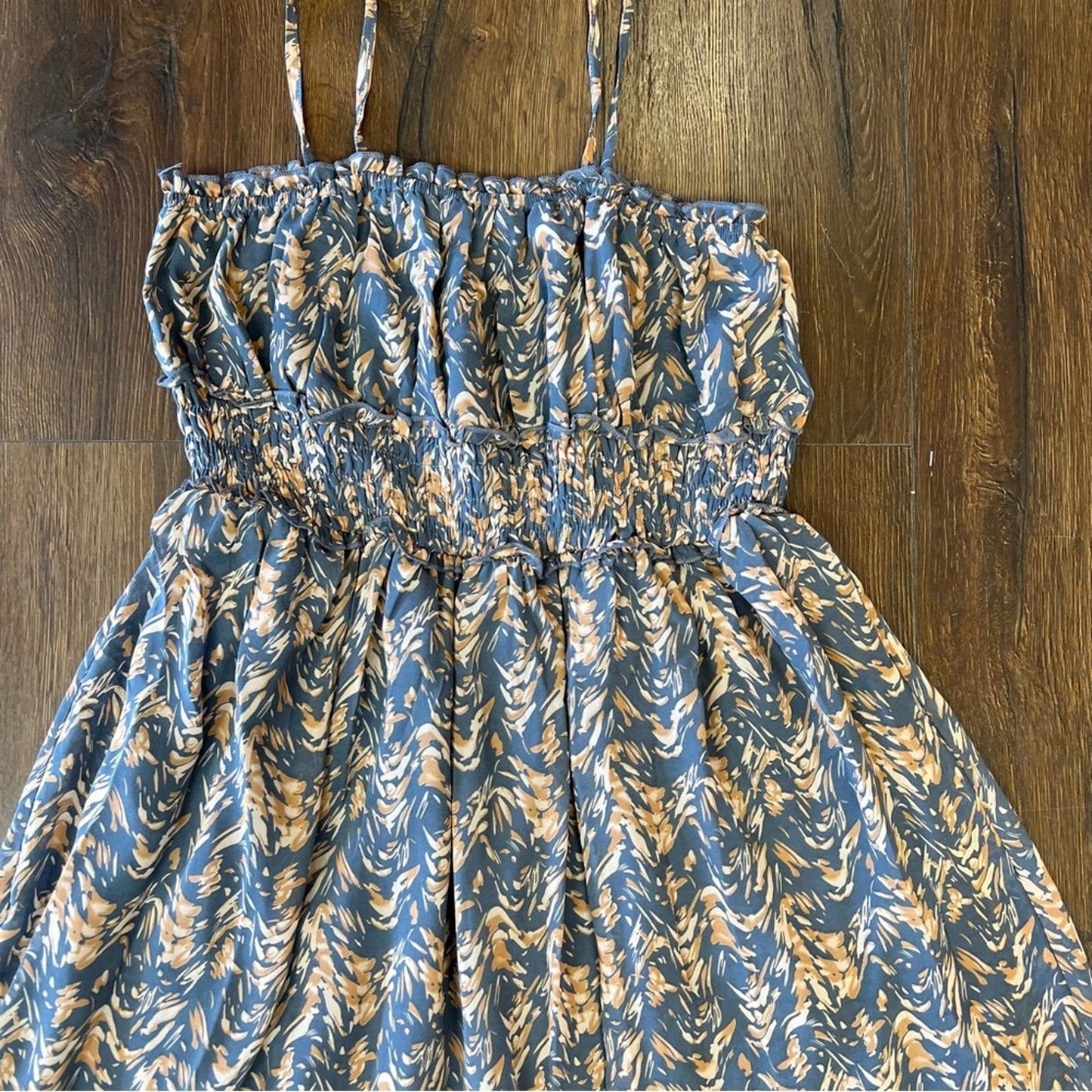 BaeVely Sweetest Stance Smocked Abstract Print Dress SZ SM