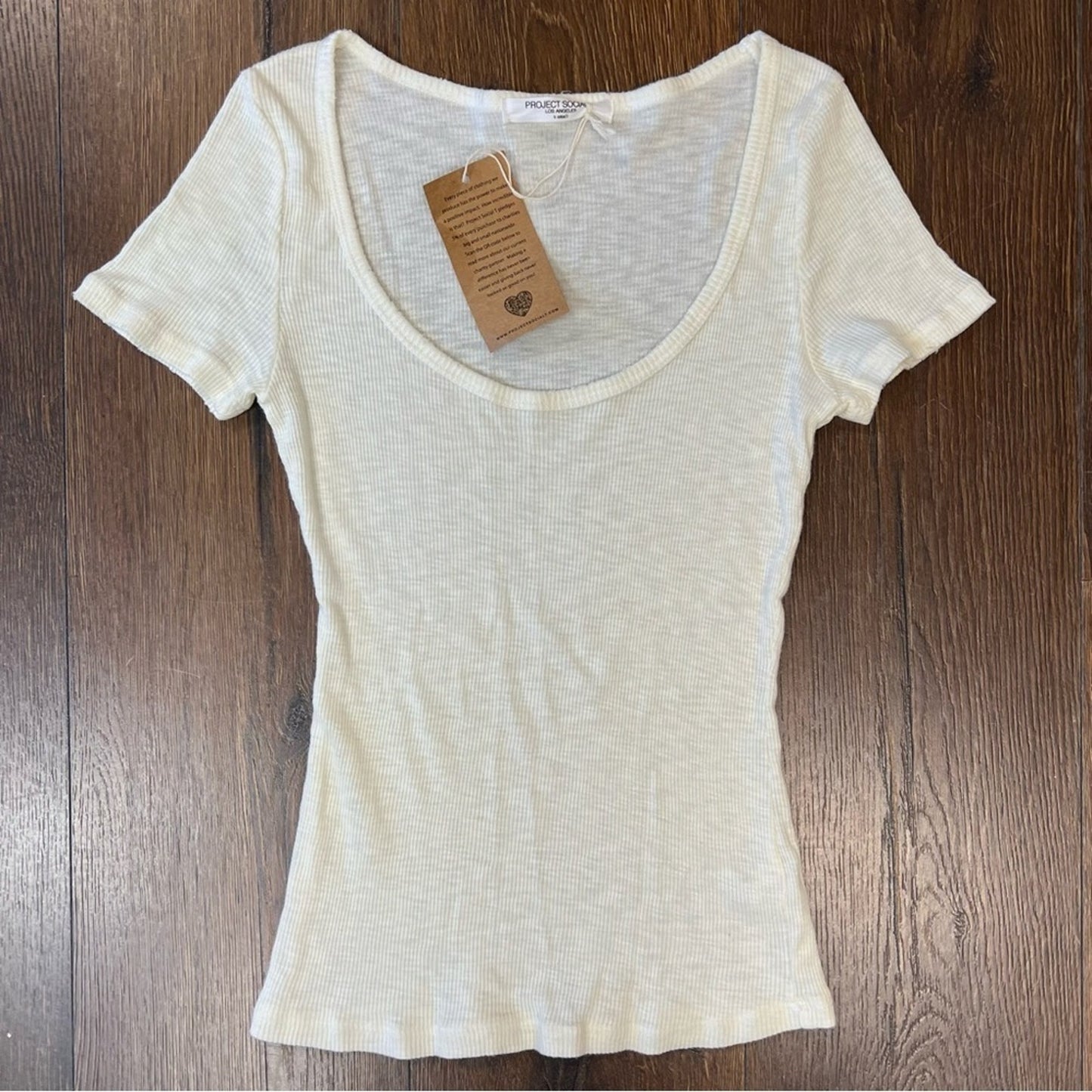 Project social T Here's the Scoop Rib Tee White SZ XS‎