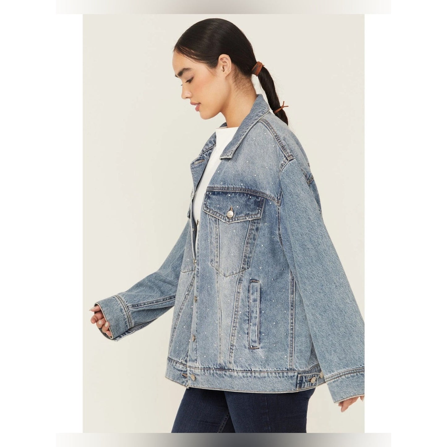 🆕 DAZE Beau Oversized Rhinestone Jacket in Twinkle SZ LG