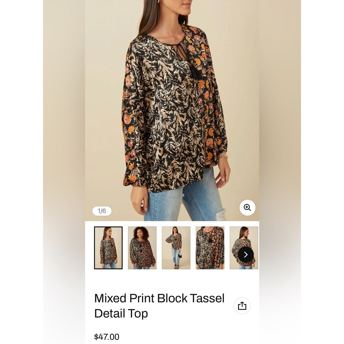 🆕 Hayden Mixed-Print Black Floral Tie-Neck Blouse SZ LG