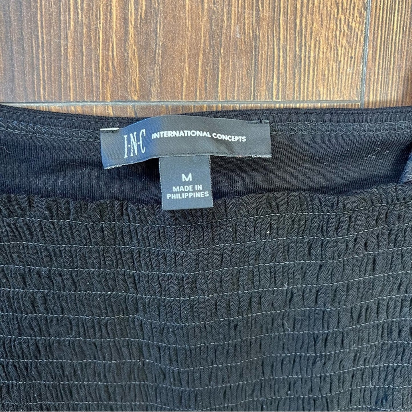 🆕 international concepts, black eyelet top SZ MED