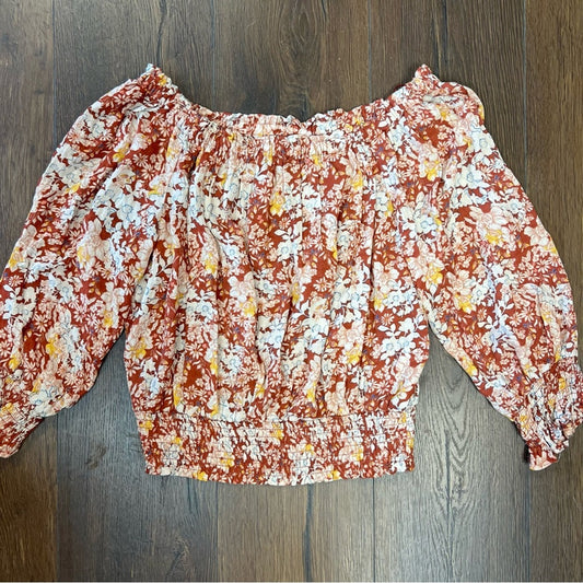 Cynthia Rowley rust floral crop top SZ MED