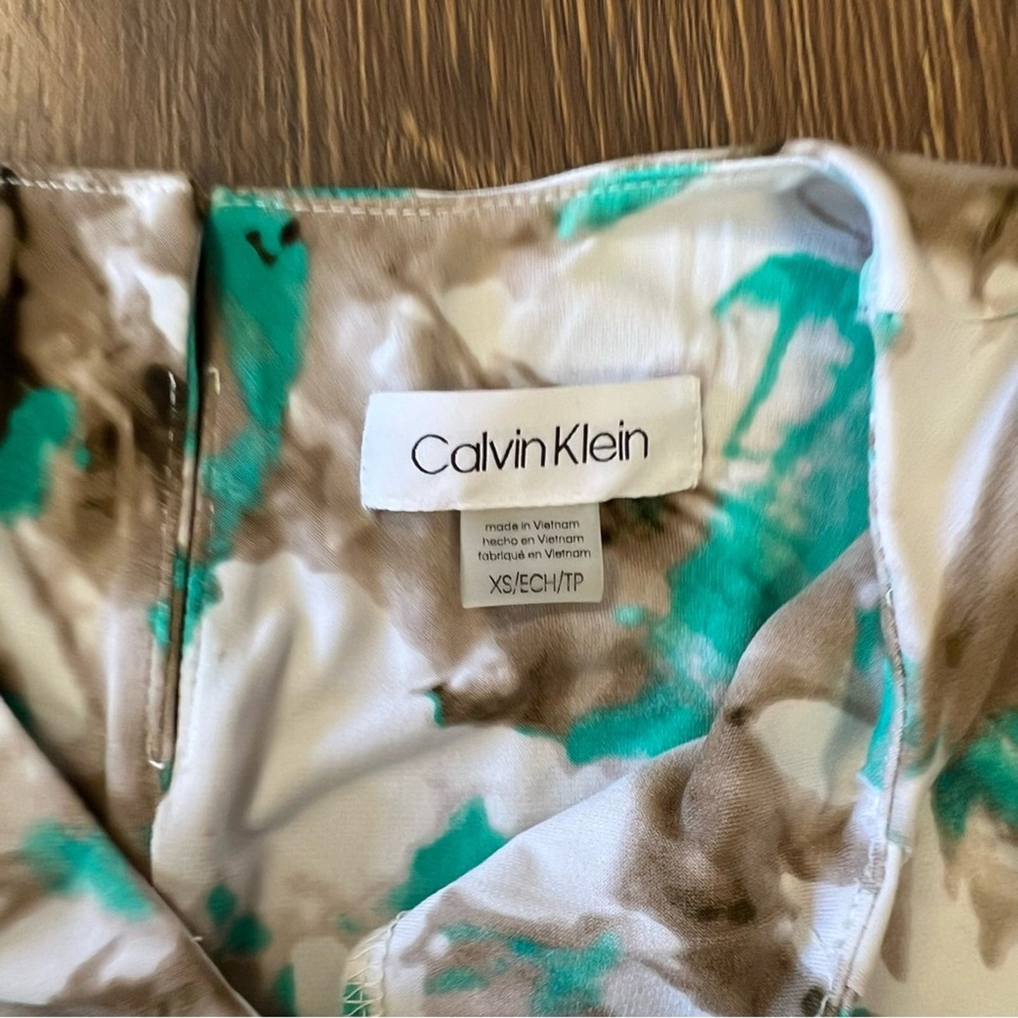 Calvin Klein teal and brown dress tank SZ XS
