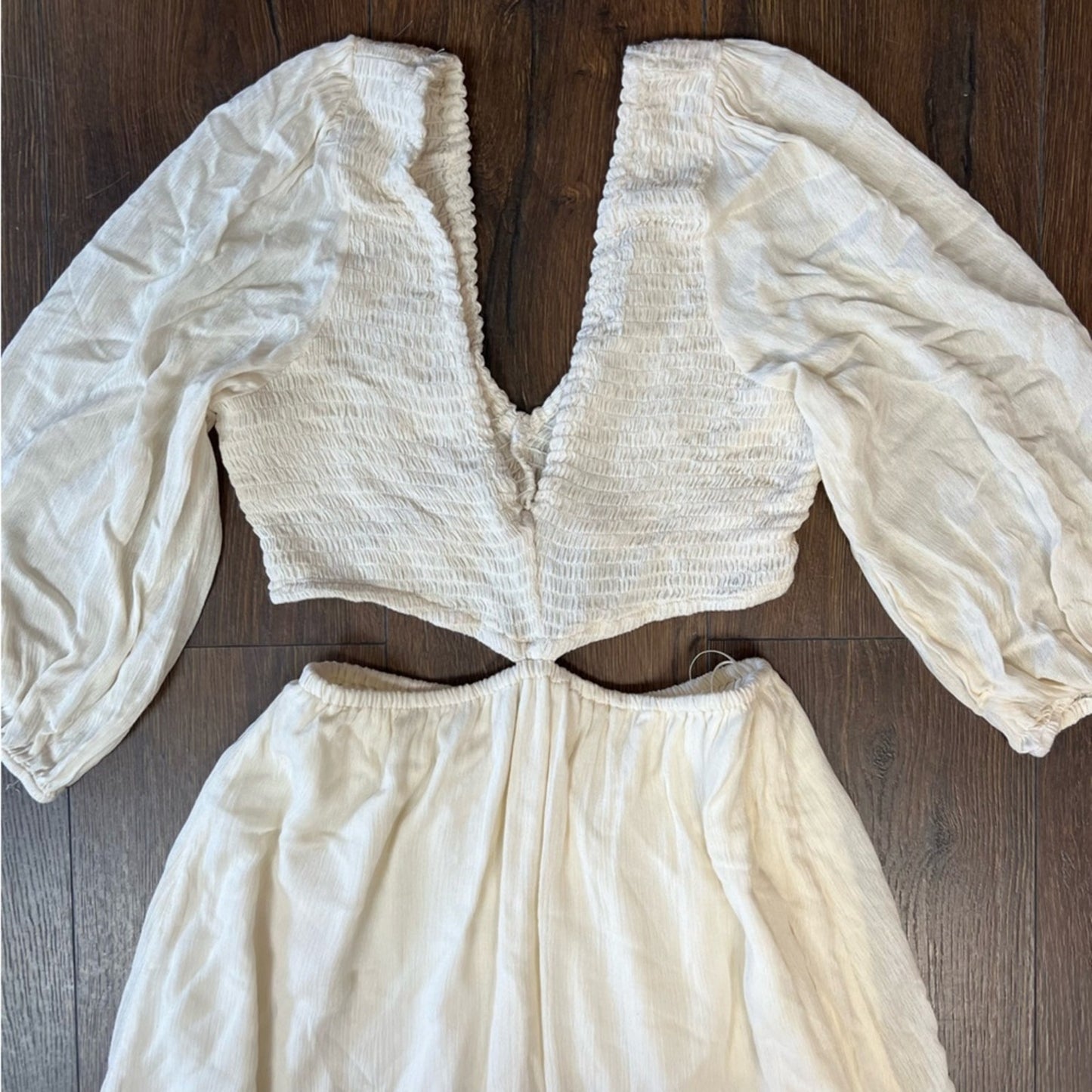 LUSH side cut maxi dress in bone SZ LG