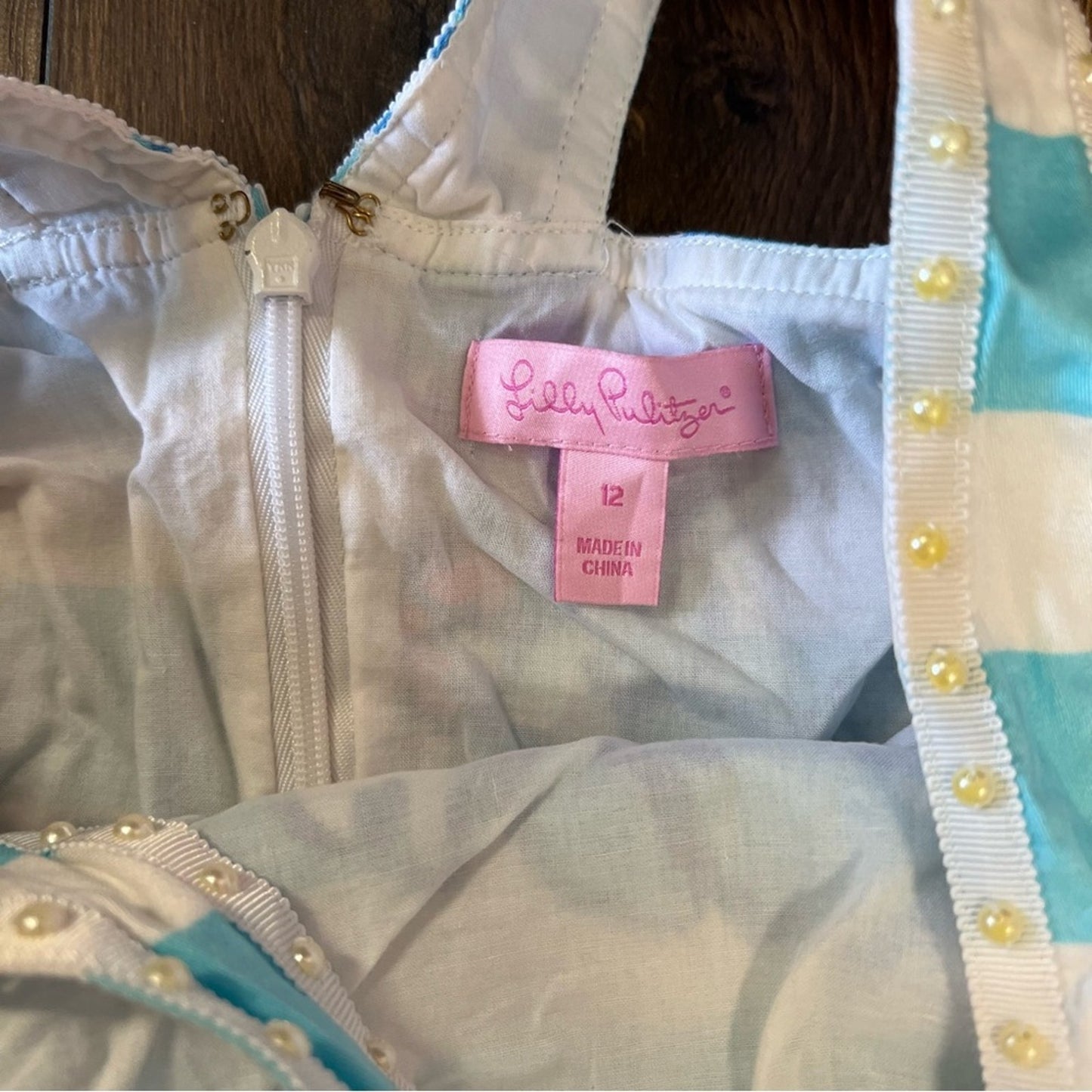 Lilly Pulitzer Sandrine Dress Shorely Blue Floral Striped Tossing The Line SZ 12