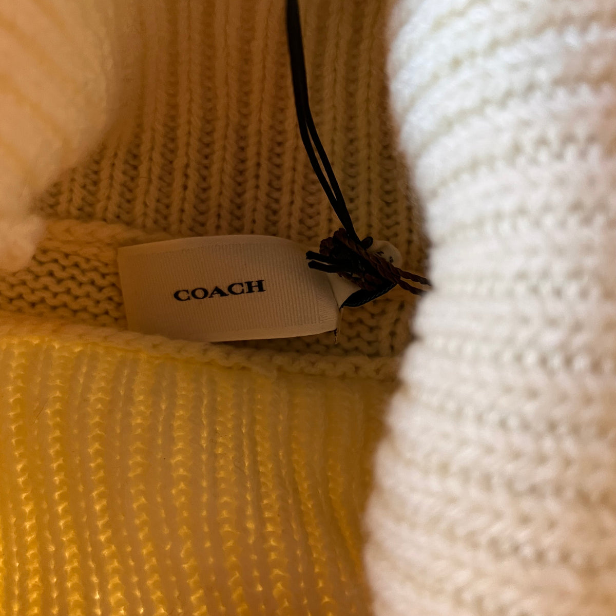 🆕 Coach Signature Wool Turtleneck Cable-Knit Poncho Sweater -Beige NWT SZ M/L