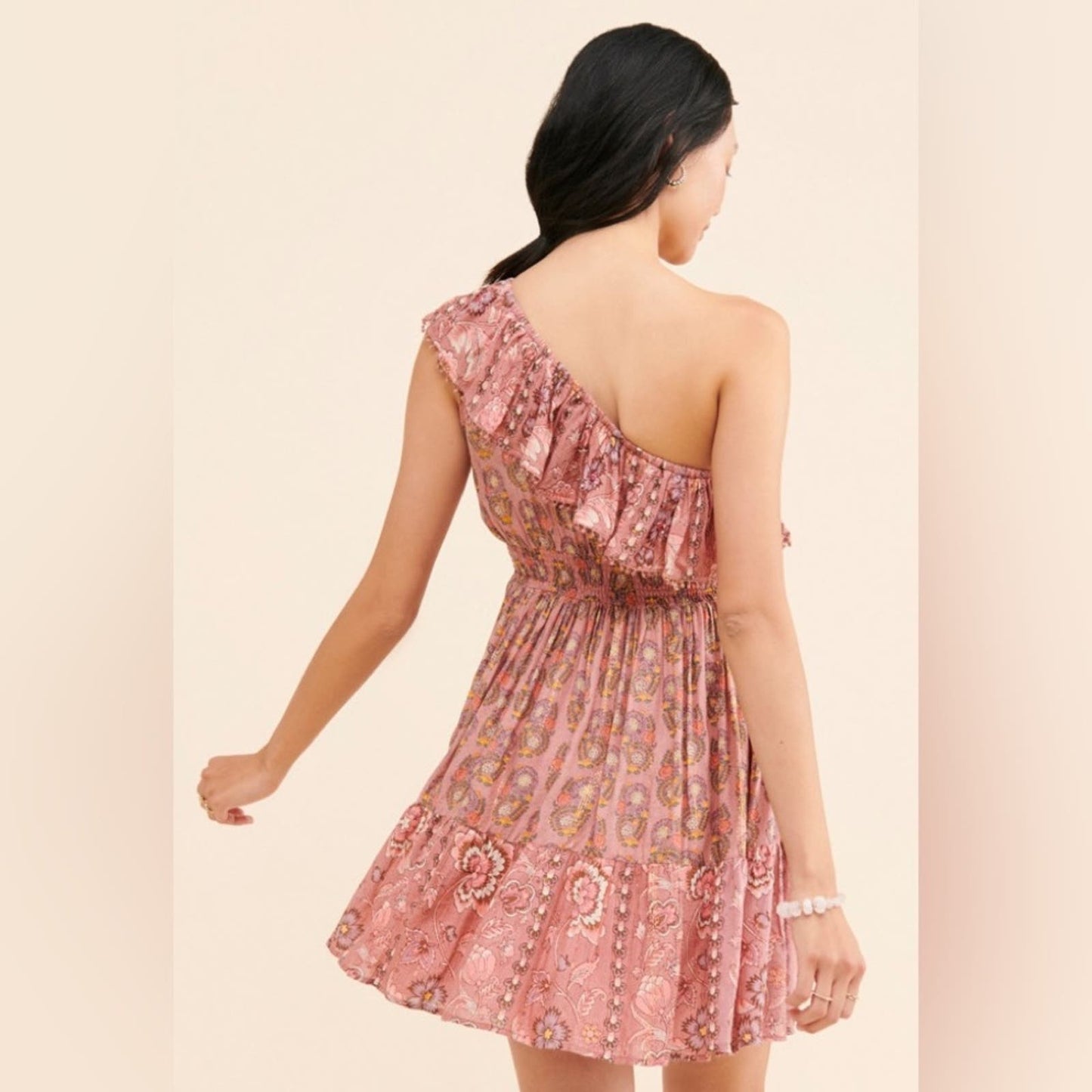 Gypsy Queen Paisley One Shoulder Mini Dress SZ M/L