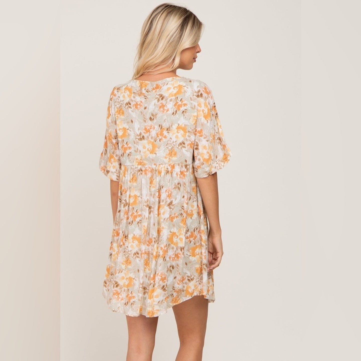 ANDREE Sage Floral Short Sleeve Dress SZ MED