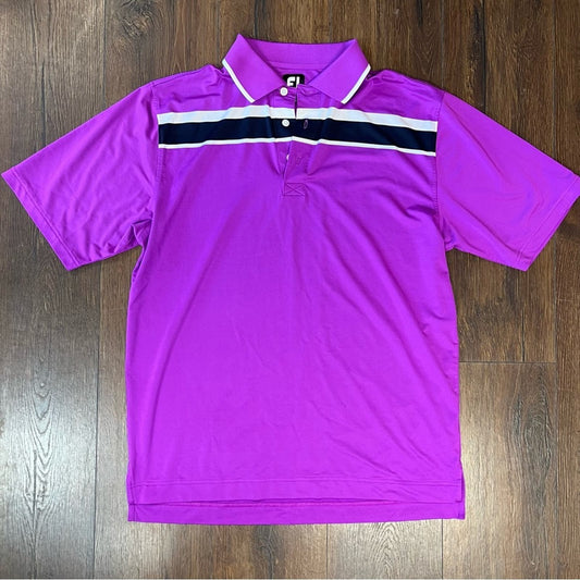 Men’s Footjoy purple gold polo SZ LG