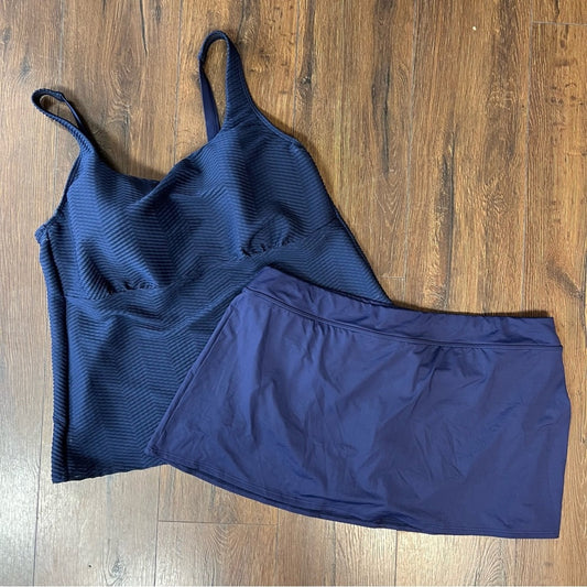 Lands end deep sea navy tankini SZ 20W