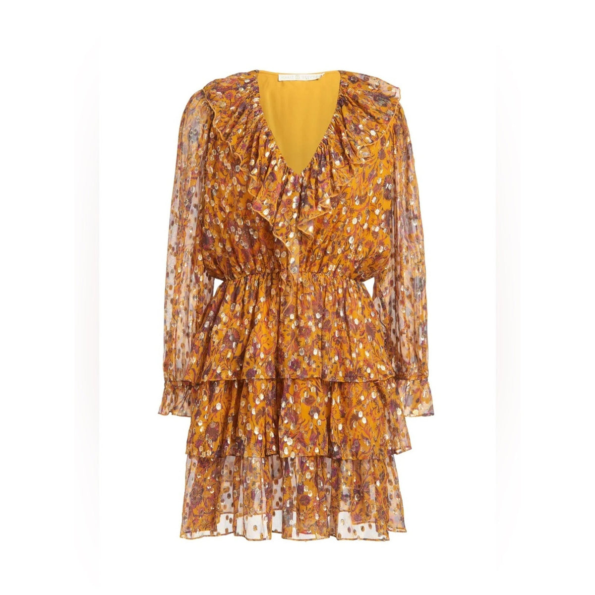 🆕 Marie Oliver Una Marigold Harvest Tiered Mini Dress NWT SZ SM